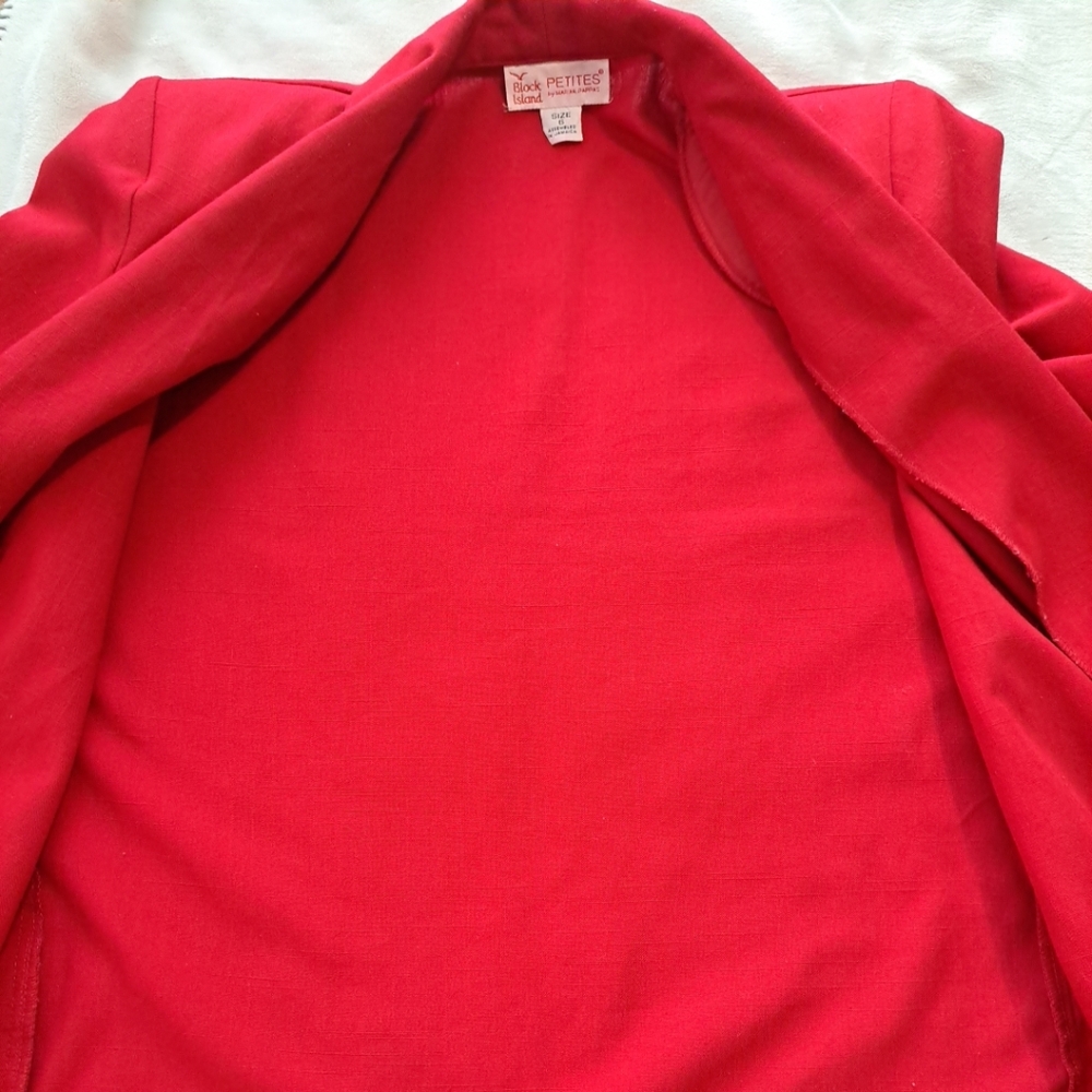 Vintage Block Island by Marina Pappas Red Blazer Suit Jacket 6 Petite Pockets - Picture 6 of 12